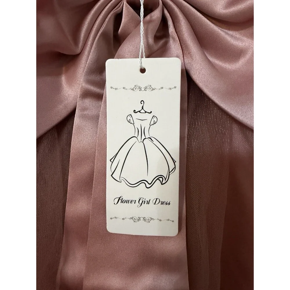 Girls Size 6 Formal Dress -Sleeveless Pink Silk & Tulle Dress w/ Bow On Back NWT